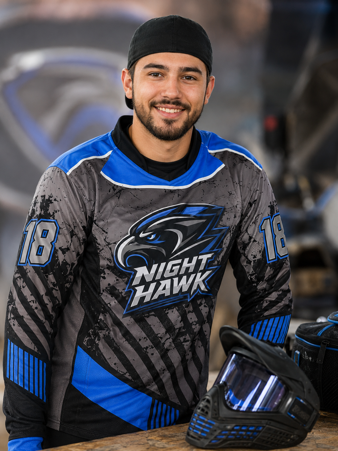 Blau-schwarzes Custom Paintballjersey als Grunddesign Blau-schwarzes Custom Paintballjersey als Grunddesign mit Name, Nummer und Logos